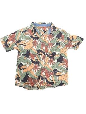 wonder nation Tropical Floral Camp Shirt - Peach, Olive, Black